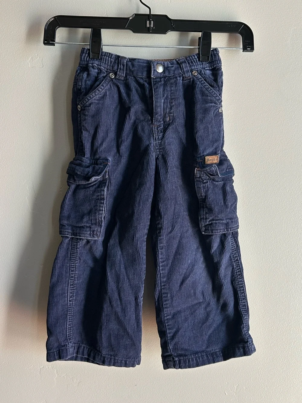 Roots Corduroy Cargo Pants 3T Navy Utility Kids Workwear Scandi Euro Summer Y2K